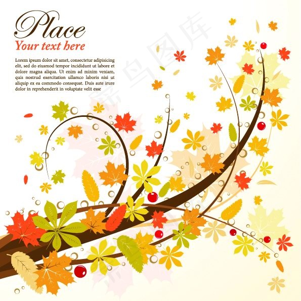 缤纷树叶飘满枝头矢量素材