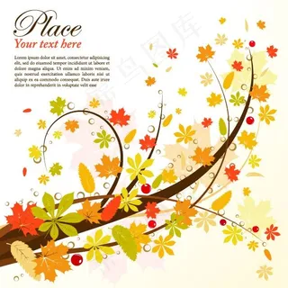 缤纷树叶飘满枝头矢量素材 缤纷树叶飘满枝头矢量素材