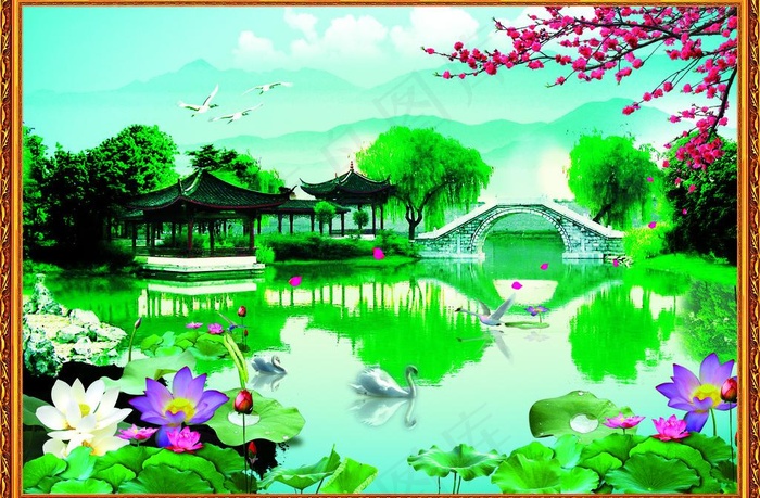 中堂画图片(2953X2104(DPI:300))psd模版下载