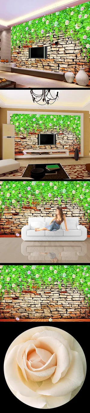 墙面藤蔓电视墙壁画设计