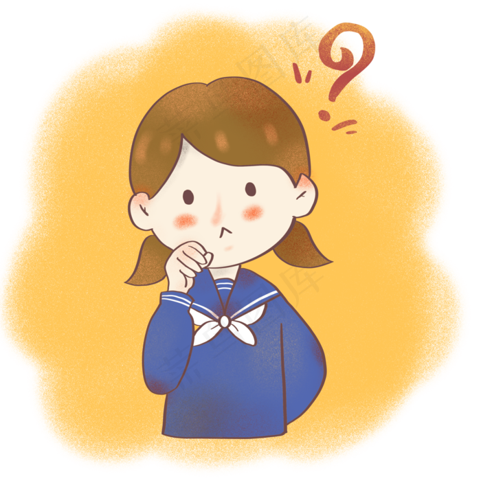 思考水手服女孩免抠元素思考水手服女孩免抠元素