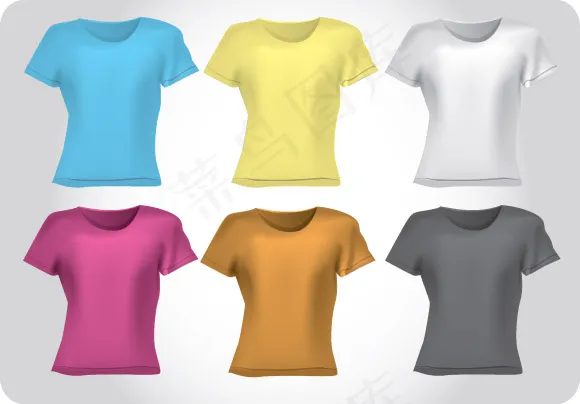 空白圆领服装矢量图eps,ai矢量模版下载