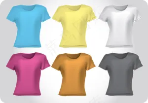 空白圆领服装矢量图