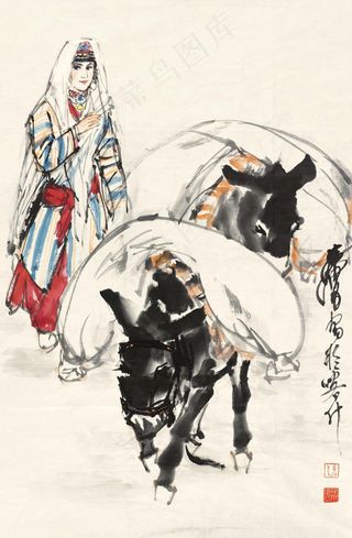 赶驴图图片