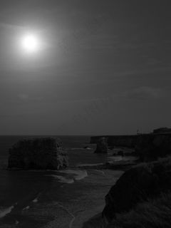 海岸礁石黑白摄影图片