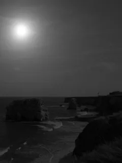 海岸礁石黑白摄影图片