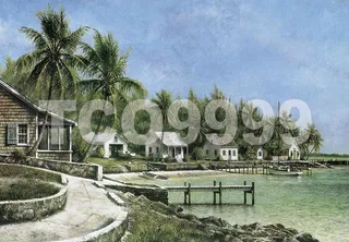 油画 手绘油画 海边风光(40x3...