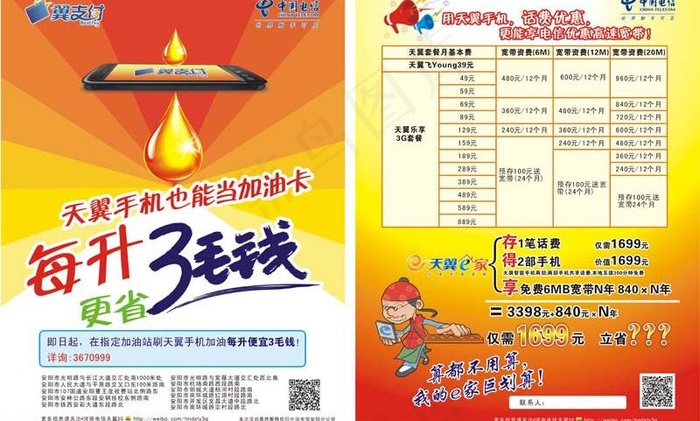 电信 翼支付图片cdr矢量模版下载