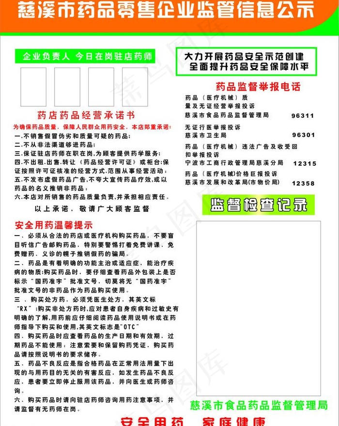 药店监督管理信息公示图片cdr矢量模版下载