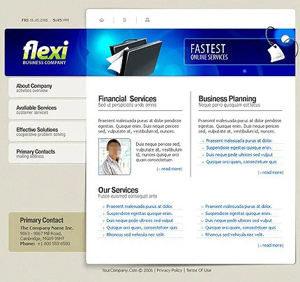 商业公司左右分栏模板psd模版下载