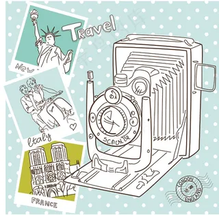 你的老式相机快照不同国家和旧相机上...