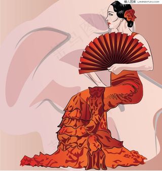 东方古典女性矢量素材