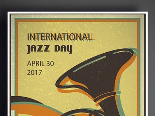 国外创意海报设计复古音乐节萨克斯下...