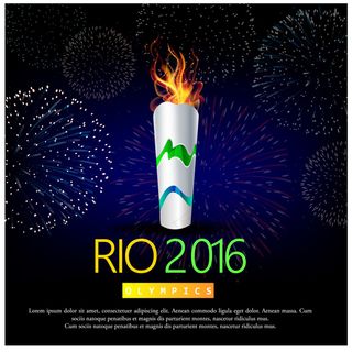 烟花背景与奥运火炬巴西奥运会矢量图