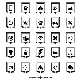 带有图标的黑色盾牌