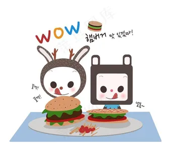 吃汉堡的卡通兔子图片 吃汉堡的卡通兔子图片