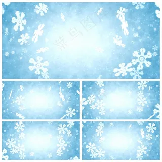 蓝色雪花飘落动态背景素材