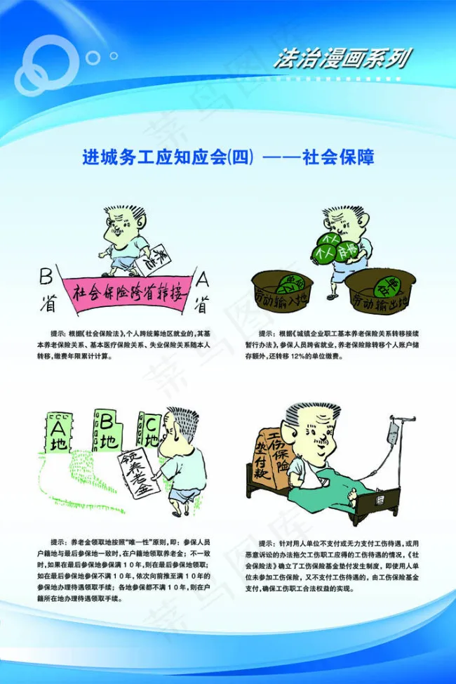 法治漫画进城务工psd模版下载