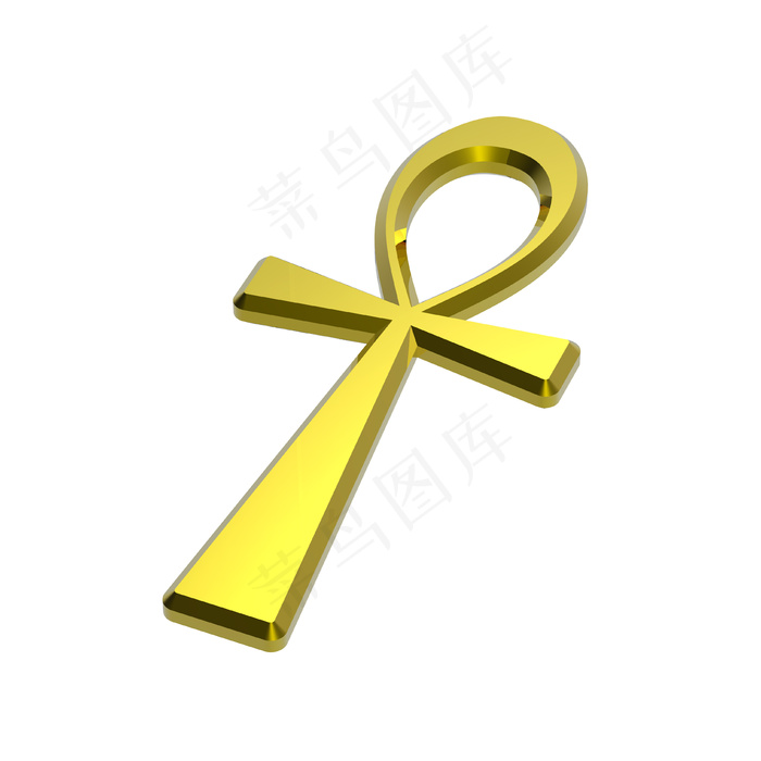 黄金十字符号孤立在白色的