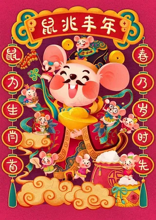 鼠年海报 鼠兆丰年 鼠年设计海报