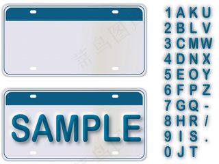 蓝色立体数字字母