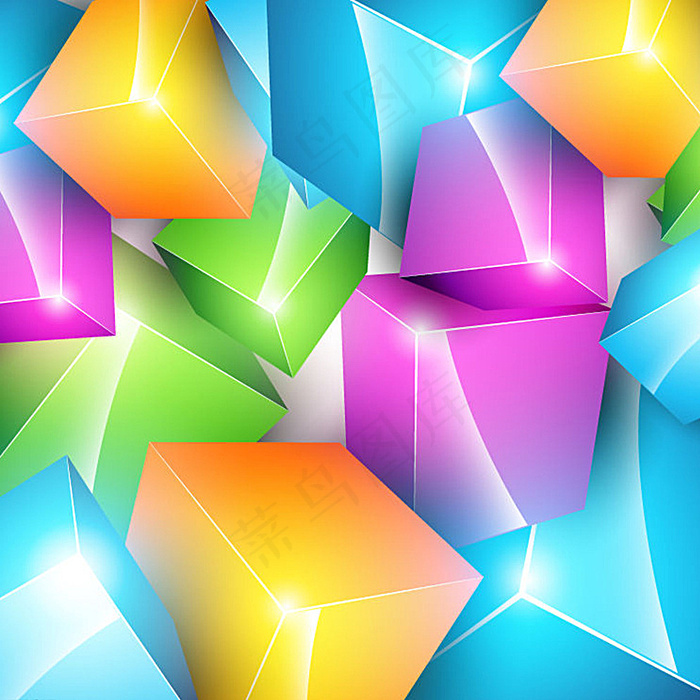 3D方块几何背景图片ai矢量模版下载