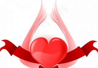 翅膀和丝带矢量剪贴画心