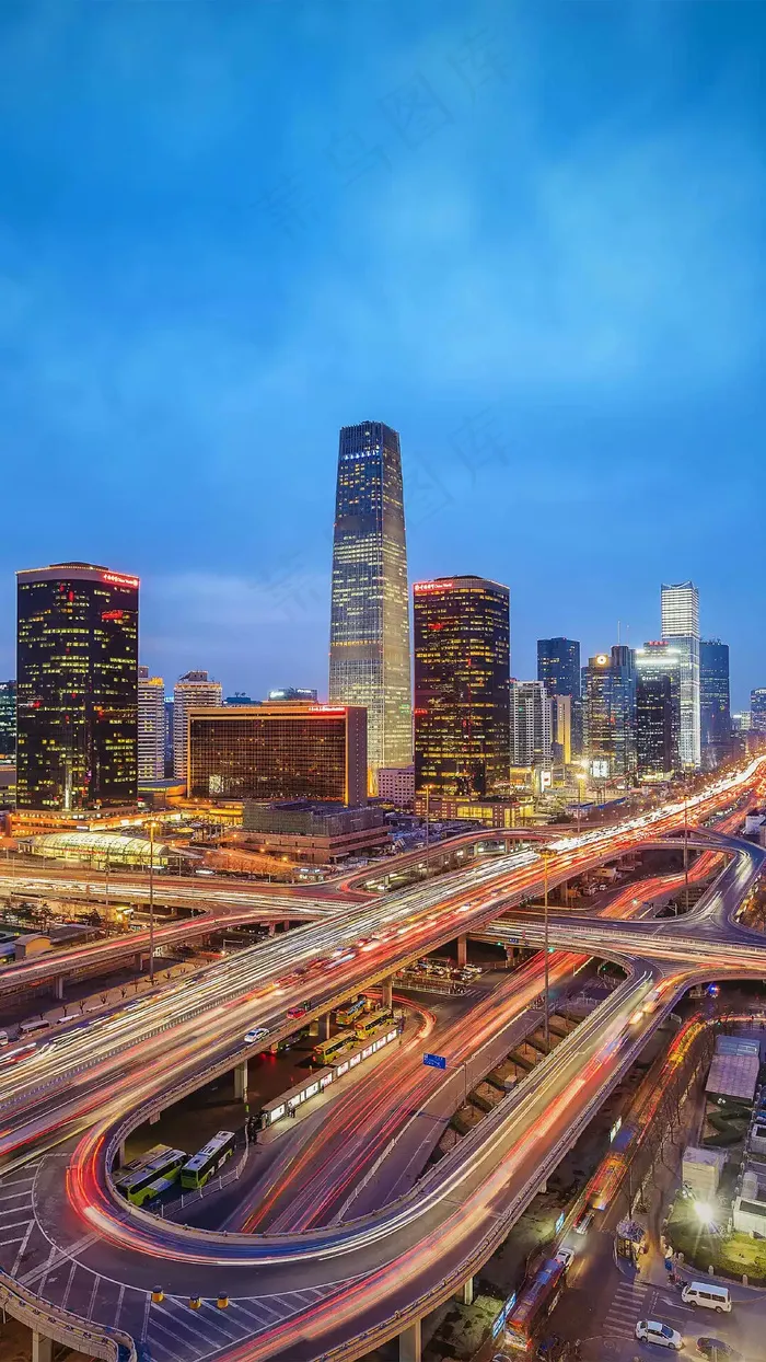 延时拍摄城市高架的风景高清摄影图片