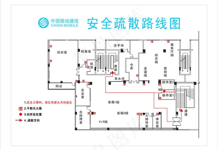 安全疏散线路图图片cdr矢量模版下载