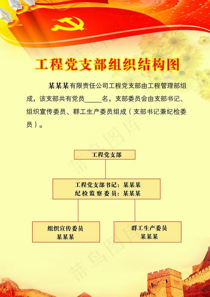 党支部结构图图片psd模版下载