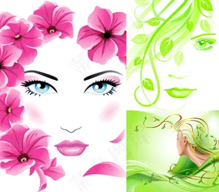 创意花卉彩绘女子头像矢量素材