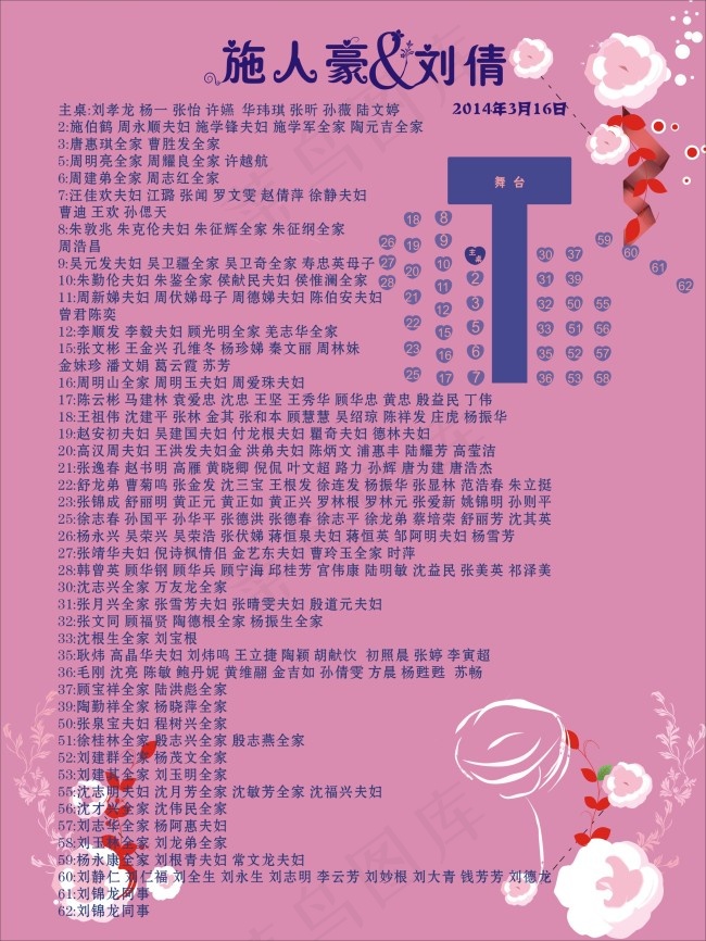 婚礼席位图 结婚cdr矢量模版下载