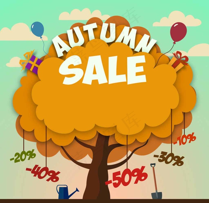 矢量卡通大树背景