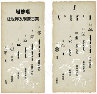 印记 塔穆嘎 蒙古元素 文化墙 黄背景1