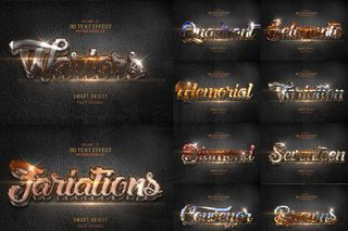 10款金属质感的3D立体字PSD模...