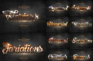 10款金属质感的3D立体字PSD模...