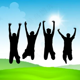 情人节快乐的概念剪影哦男孩对自然背...