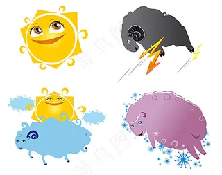 卡通动物云朵图案设计