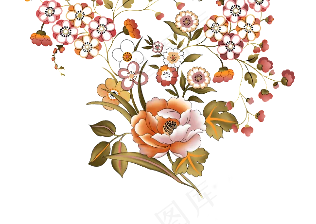 玫瑰花枝png元素