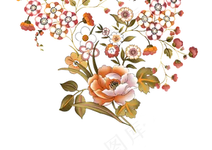 玫瑰花枝png元素