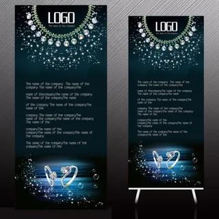 珠宝店黄金饰品展架展板模版设计