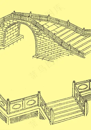 国画建筑桥梁图片