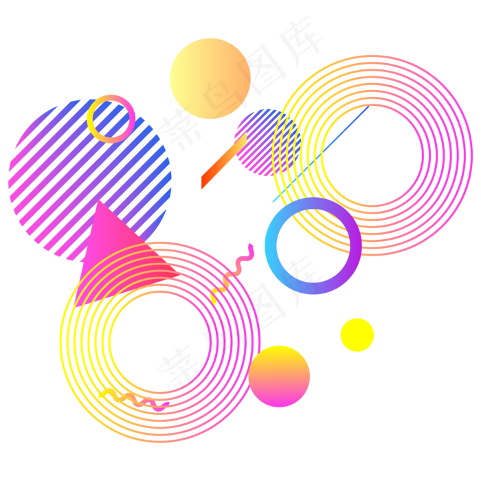 渐变几何电商装饰,免抠元素