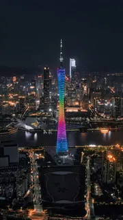 广州电视塔夜景高清摄影图片 广州电视塔夜景高清摄影图片