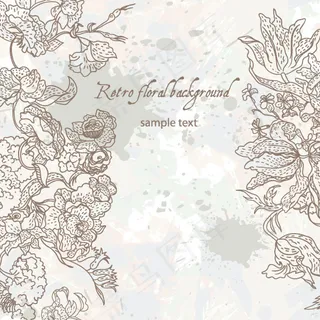 线稿花纹背景03—矢量素材