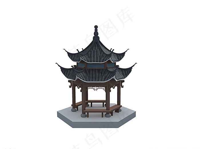古建亭子3d模型图片