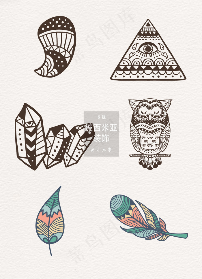 黑白波西米亚风格装饰图案