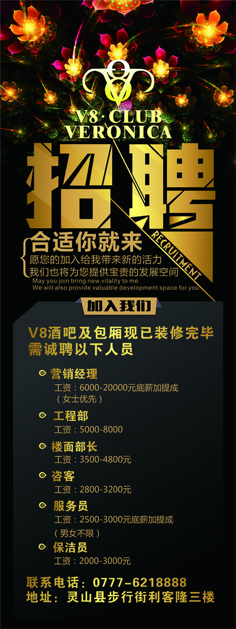 酒吧招聘展板海报cdr矢量模版下载