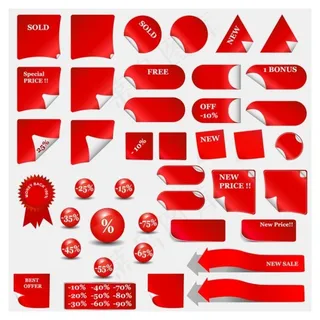 红色标签矢量图