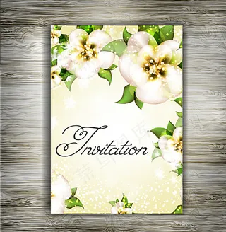 清新花卉婚礼请柬图片